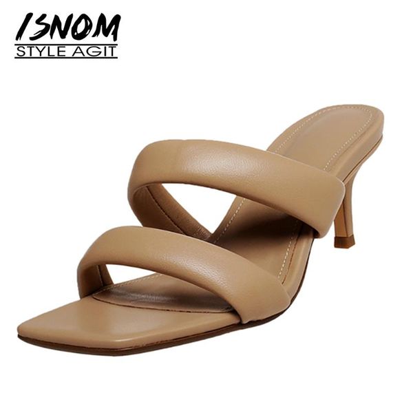 isnom women high heel slippers genuine leather slides sandals square open toe pearl slip on strappy casual summer shoes 2021, Black
isnom women high heel slippers genuine leather slides sandals square open toe pearl slip on strappy casual summer shoes 2021, Black