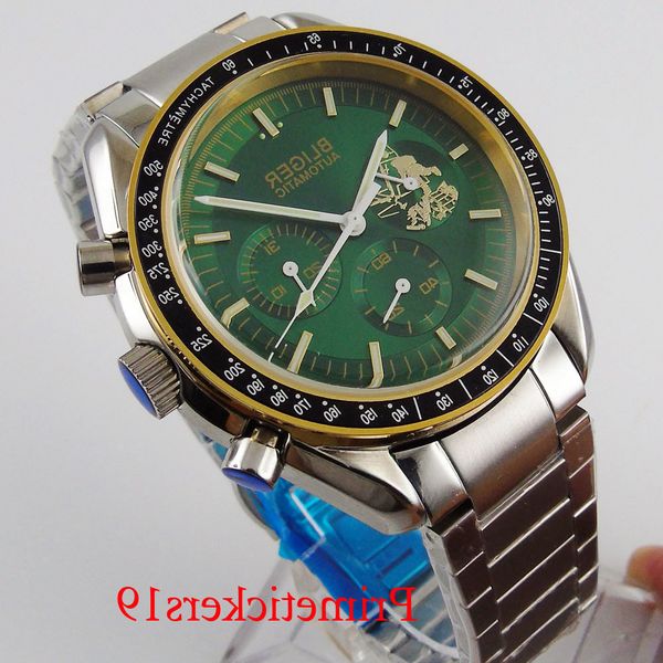 bliger mechancial black/green men watch leather band auto date function mineral glass, Slivery;brown
bliger mechancial black/green men watch leather band auto date function mineral glass, Slivery;brown