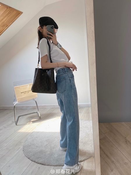 women fashion straight jeans pants high waist casual 2021 new azbk, Blue
women fashion straight jeans pants high waist casual 2021 new azbk, Blue