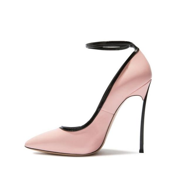 lovely pink pumps women's high steel heel 10cm pointed toe party shoes white ankle strap, Black
lovely pink pumps women's high steel heel 10cm pointed toe party shoes white ankle strap, Black