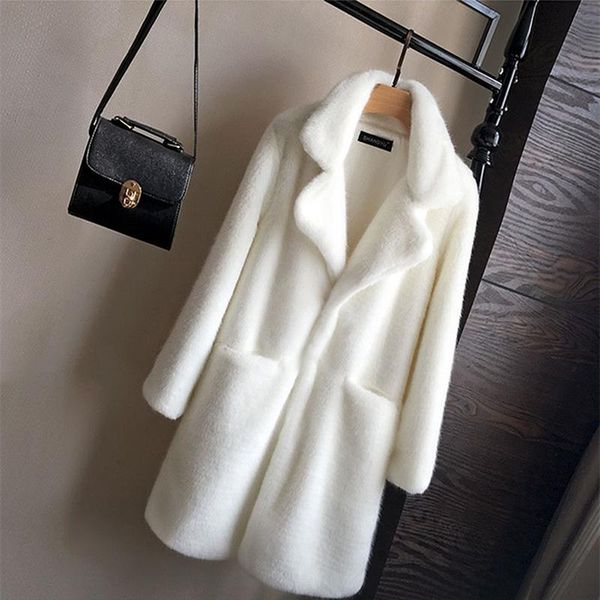 women's fur & faux women mink coat solid female turn down collar winter warm fake lady casual jacket, Black
women's fur & faux women mink coat solid female turn down collar winter warm fake lady casual jacket, Black