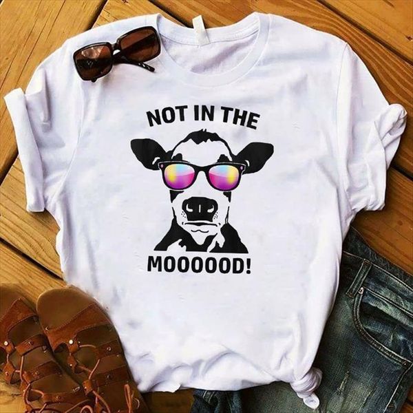 not in the mood womens t shirt cow printed short sleeve tee female clothes graphic, White
not in the mood womens t shirt cow printed short sleeve tee female clothes graphic, White