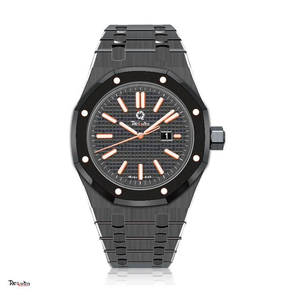 men's luxury automatic mechanical watch 15202 requin royal black stainless steel case 3 hands calendar grid dial folding clasp 45mm oak, Slivery;brown
men's luxury automatic mechanical watch 15202 requin royal black stainless steel case 3 hands calendar grid dial folding clasp 45mm oak, Slivery;brown