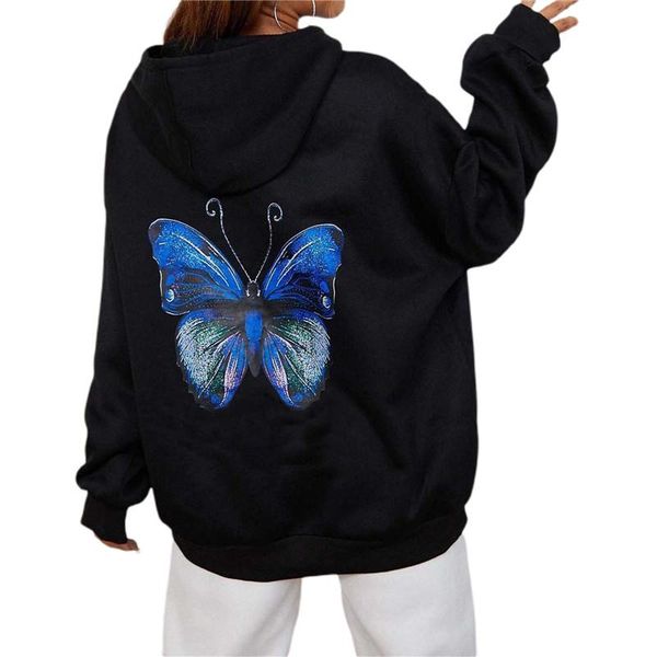 women's hoodies & sweatshirts 2021 women casual loose butterfly print hooded pullover long sleeve oversized harajuku sweatshirt jacket, Black
women's hoodies & sweatshirts 2021 women casual loose butterfly print hooded pullover long sleeve oversized harajuku sweatshirt jacket, Black
