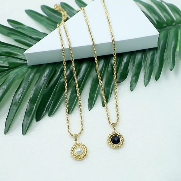 women jewelry layered rope chain necklace black stone necklace 18k gold plated standard link chain high polished, Silver
women jewelry layered rope chain necklace black stone necklace 18k gold plated standard link chain high polished, Silver