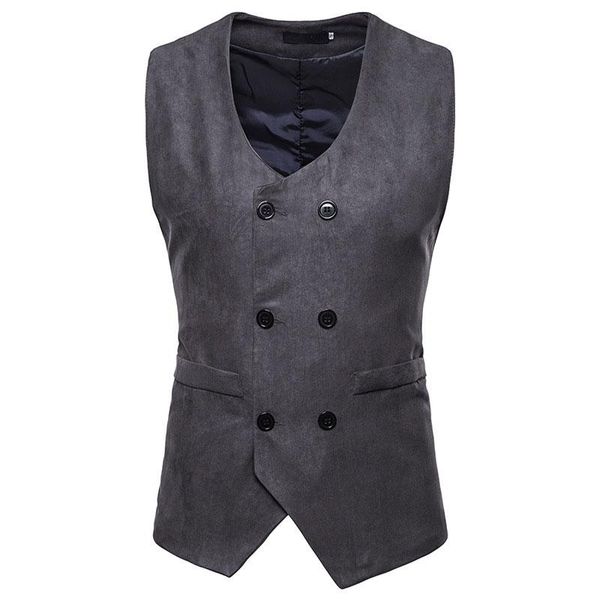men's vests gray double breasted suede suit vest men 2021 brand slim fit sleeveless waistcoat formal business chaleco hombre, Black;white
men's vests gray double breasted suede suit vest men 2021 brand slim fit sleeveless waistcoat formal business chaleco hombre, Black;white