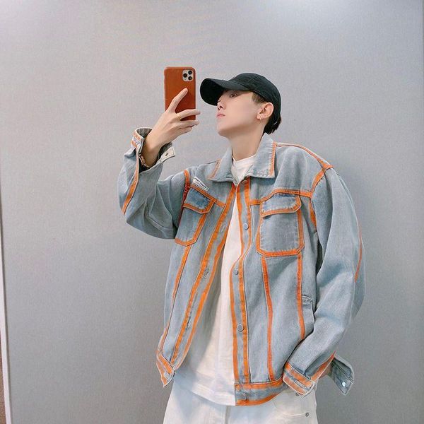 men's jackets gothic denim jacket contrast coat autumn american retro personality hip hop high street style blue trend, Black;brown
men's jackets gothic denim jacket contrast coat autumn american retro personality hip hop high street style blue trend, Black;brown