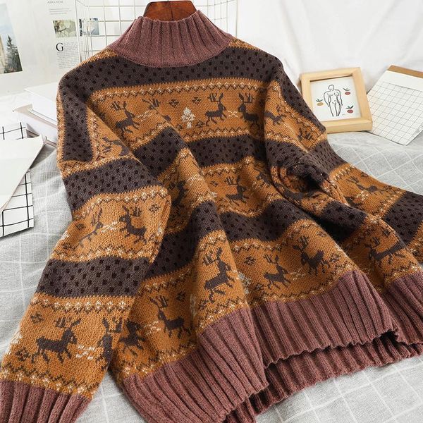 mooirue winter 2021 women korean style sweater turtleneck vintage deer print casual streetwear lazy loose knitting pullover 1, White;black
mooirue winter 2021 women korean style sweater turtleneck vintage deer print casual streetwear lazy loose knitting pullover 1, White;black