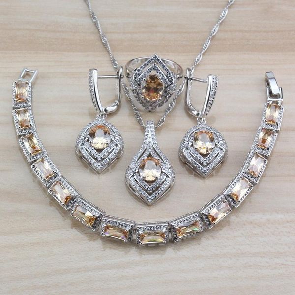 earrings & necklace champagne zircon vintage party jewelry sets silver color dangle bracelet and ring fashion women
earrings & necklace champagne zircon vintage party jewelry sets silver color dangle bracelet and ring fashion women