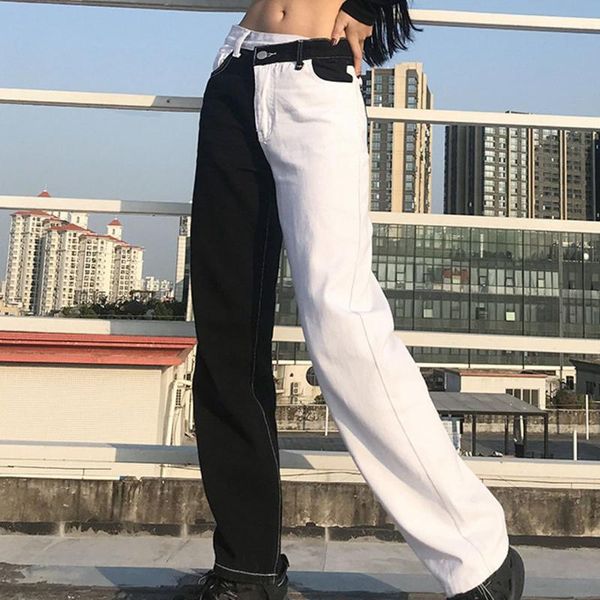 women's jeans autumn y2k streetwear black white panelled denim trousers mom pants boyfriends vintage casual high waist clothing, Blue
women's jeans autumn y2k streetwear black white panelled denim trousers mom pants boyfriends vintage casual high waist clothing, Blue