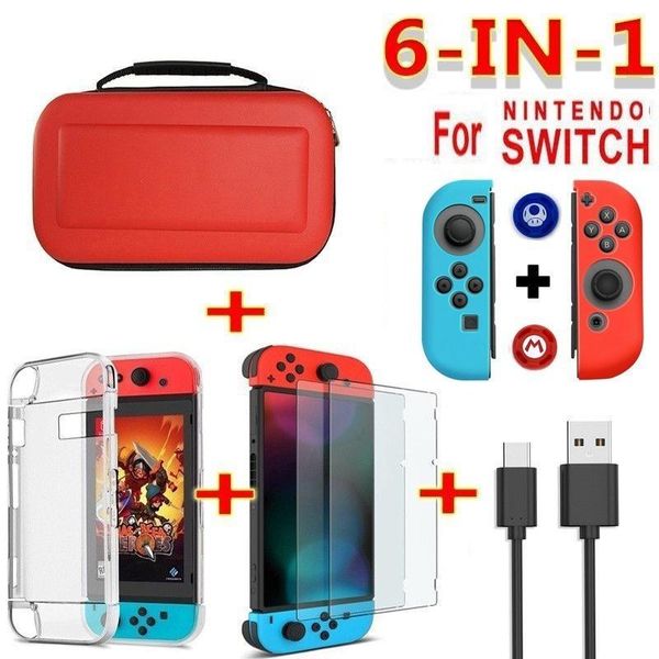 storage bags yooap 6 in 1 game accessory set black red blue for nintend switch travel carrying bag screen protector case charging cable
storage bags yooap 6 in 1 game accessory set black red blue for nintend switch travel carrying bag screen protector case charging cable
