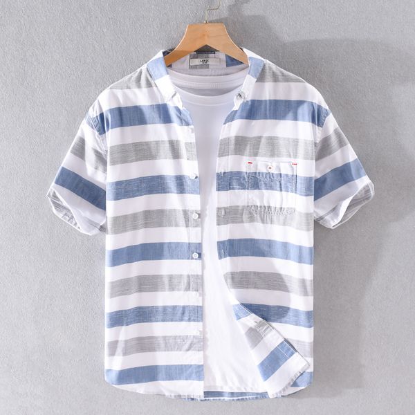 2021 new 100% cotton stripe short sleeve for summer brand men fashion casual shirt mens comfortable shirts male camisa kczh, White
2021 new 100% cotton stripe short sleeve for summer brand men fashion casual shirt mens comfortable shirts male camisa kczh, White