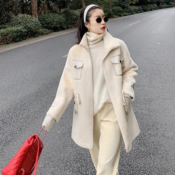women's fur & faux 2021 winter imitation mink coat stylish mid-length loose outwear drawstring waist large size thick warm jacket c-174, Black
women's fur & faux 2021 winter imitation mink coat stylish mid-length loose outwear drawstring waist large size thick warm jacket c-174, Black