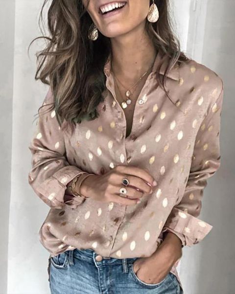 casual polka dot spring women shirt summer long sleeve loose ladies office turn down collar plus size, White
casual polka dot spring women shirt summer long sleeve loose ladies office turn down collar plus size, White