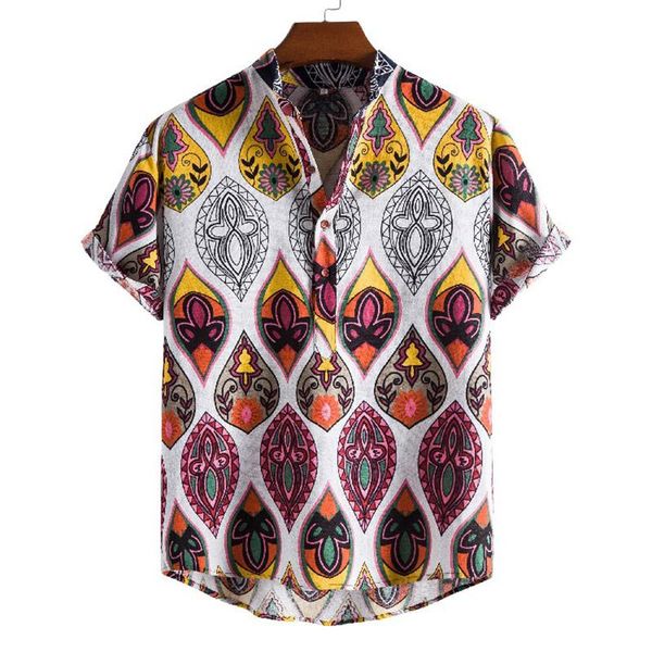 men's casual shirts 2021 stand-up collar short-sleeved ethnic style printed shirt, White;black
men's casual shirts 2021 stand-up collar short-sleeved ethnic style printed shirt, White;black