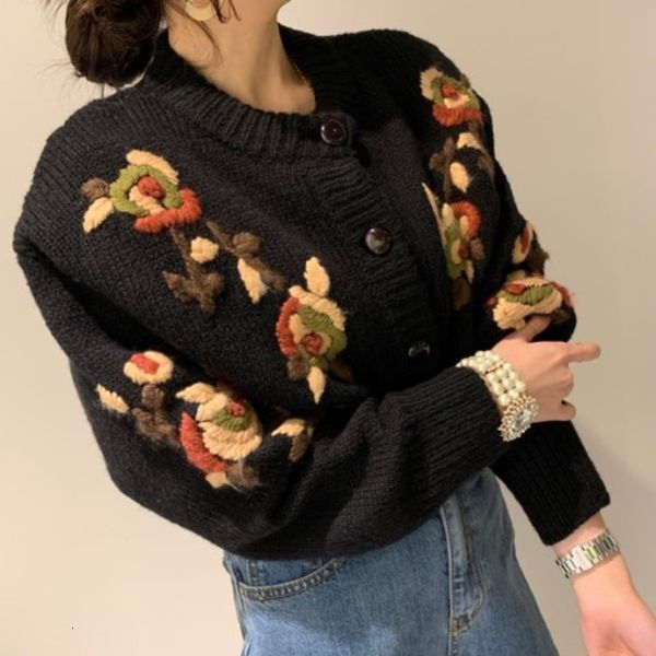 korean 2021 new embroidered flowers all match single breasted thick sweaters for women wfo3, Black
korean 2021 new embroidered flowers all match single breasted thick sweaters for women wfo3, Black
