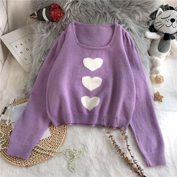 women's sweaters heart sweater women solid pullovers square collar knitted winter clothes harajuku shirt oversized korean top, White;black
women's sweaters heart sweater women solid pullovers square collar knitted winter clothes harajuku shirt oversized korean top, White;black