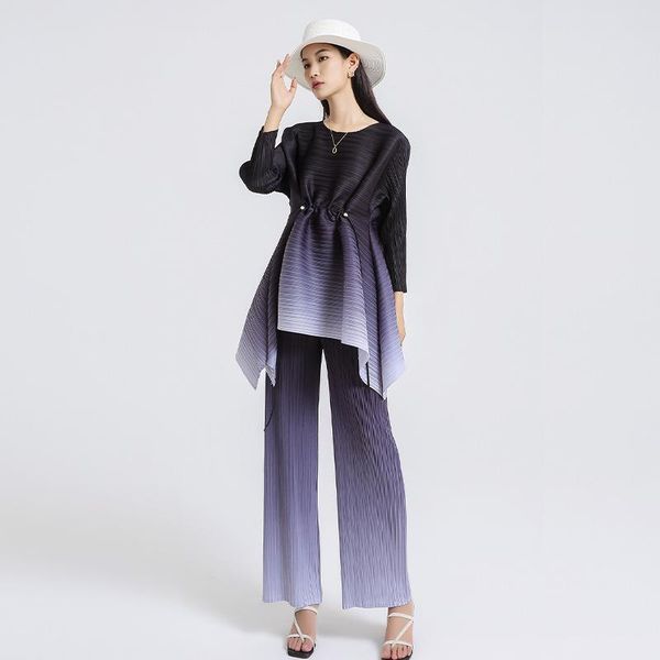 women's two piece pants changpleat 2021 fall miyak pleated high street women sets fashion loose gradient + trousers two-piece suit, White
women's two piece pants changpleat 2021 fall miyak pleated high street women sets fashion loose gradient + trousers two-piece suit, White