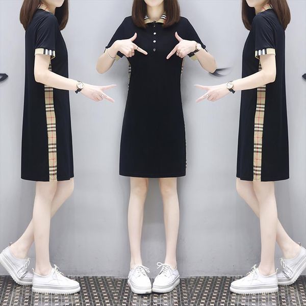 Summer Temperament Slimming Plaid Women Dresses Mid Length Polo Collar Long T Shirt Loose Casual Plus Size, Black;gray
Summer Temperament Slimming Plaid Women Dresses Mid Length Polo Collar Long T Shirt Loose Casual Plus Size, Black;gray