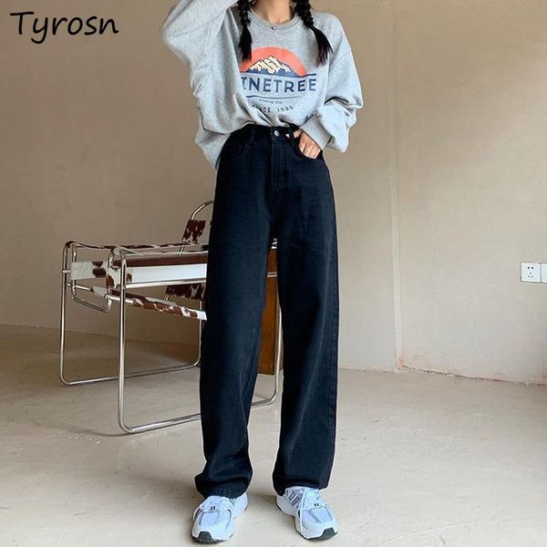 women's jeans women korean style retro all-match wide-leg jean high waist solid fake zippers loose mopping denim trousers teens chic in, Blue
women's jeans women korean style retro all-match wide-leg jean high waist solid fake zippers loose mopping denim trousers teens chic in, Blue
