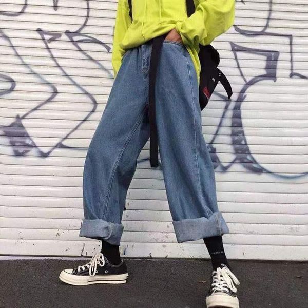 women's jeans wide-leg loose korean style autumn large size slimming and straight casual pants fashion, Blue
women's jeans wide-leg loose korean style autumn large size slimming and straight casual pants fashion, Blue