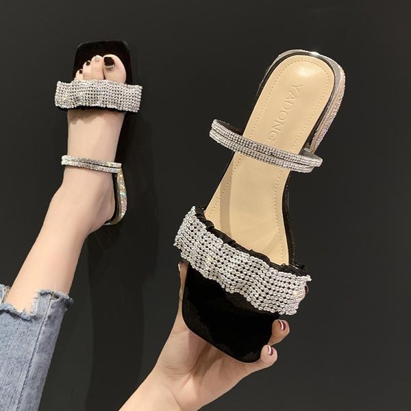 sandals summer shiny crystal slippers for women fashion cozy leisure slides 2021 female square toe low heels dress shoes woman, Black
sandals summer shiny crystal slippers for women fashion cozy leisure slides 2021 female square toe low heels dress shoes woman, Black