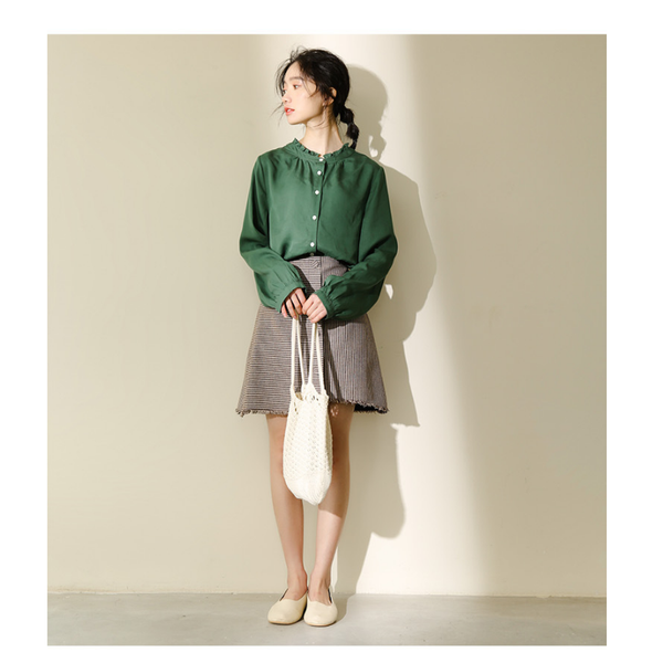 women's blouses & shirts spring autumn women long sleeve soild color fashion chiffon ruffle stand collar elegant vintage office lady de, White
women's blouses & shirts spring autumn women long sleeve soild color fashion chiffon ruffle stand collar elegant vintage office lady de, White