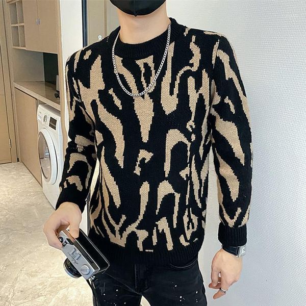 men's sweaters zebra pattern sweater for autumn long sleeve round neck knitted korean casual social street wear pullover homme, White;black
men's sweaters zebra pattern sweater for autumn long sleeve round neck knitted korean casual social street wear pullover homme, White;black