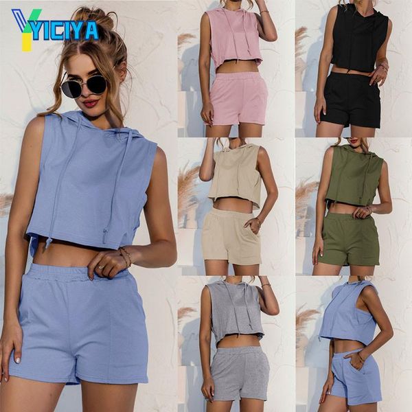 women's tracksuits yiciya 2021 summer tracksuit for women hooded sleeveless casual short vest and shorts suit 2-piece set,met, sets, Gray 
women's tracksuits yiciya 2021 summer tracksuit for women hooded sleeveless casual short vest and shorts suit 2-piece set,met, sets, Gray