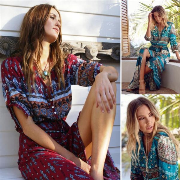 long bohemian women dresses v neck maxi floral print retro hippie vestidos woman party night elegant, Black;gray
long bohemian women dresses v neck maxi floral print retro hippie vestidos woman party night elegant, Black;gray