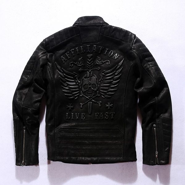 men's leather & faux 1725 rockcanroll super quality coat genuine cow cowhide cotton lining stylish durable vintage jacket, Black
men's leather & faux 1725 rockcanroll super quality coat genuine cow cowhide cotton lining stylish durable vintage jacket, Black