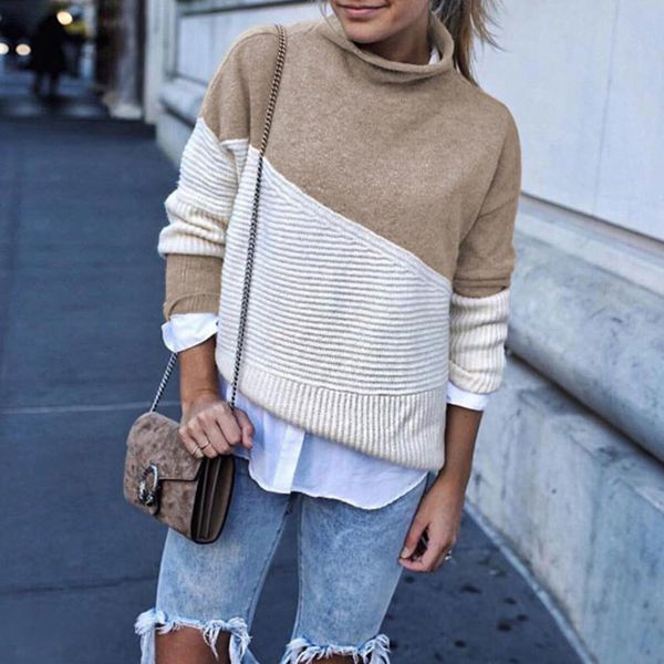 2021 new winter hit color turtleneck knitted sweater for women vintage patchwork pullovers casual jumpers dropshipping z2og, White;black
2021 new winter hit color turtleneck knitted sweater for women vintage patchwork pullovers casual jumpers dropshipping z2og, White;black