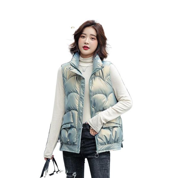 women's vests 2021 autumn winter glossy down cotton vest women short korean loose thick waistcoat stand collar jacket, Black;white
women's vests 2021 autumn winter glossy down cotton vest women short korean loose thick waistcoat stand collar jacket, Black;white