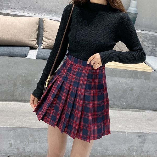 women skirt high waist plaid mini korean style pleated skirt students school unniforms dance short a line skirt 210311, Black
women skirt high waist plaid mini korean style pleated skirt students school unniforms dance short a line skirt 210311, Black