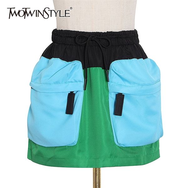 twotwinstyle patchwork skirt for women high waist pocket plus size hit color mini skirts female summer fashion new style 210311, Black
twotwinstyle patchwork skirt for women high waist pocket plus size hit color mini skirts female summer fashion new style 210311, Black