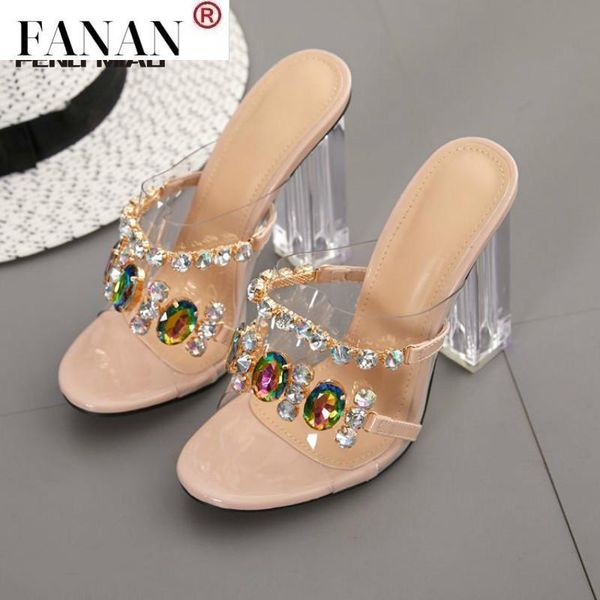 fanan summer fashion crystal diamond slides clear pvc transparent slippers women shoes peep toe high heels mules dress pumps, Black
fanan summer fashion crystal diamond slides clear pvc transparent slippers women shoes peep toe high heels mules dress pumps, Black
