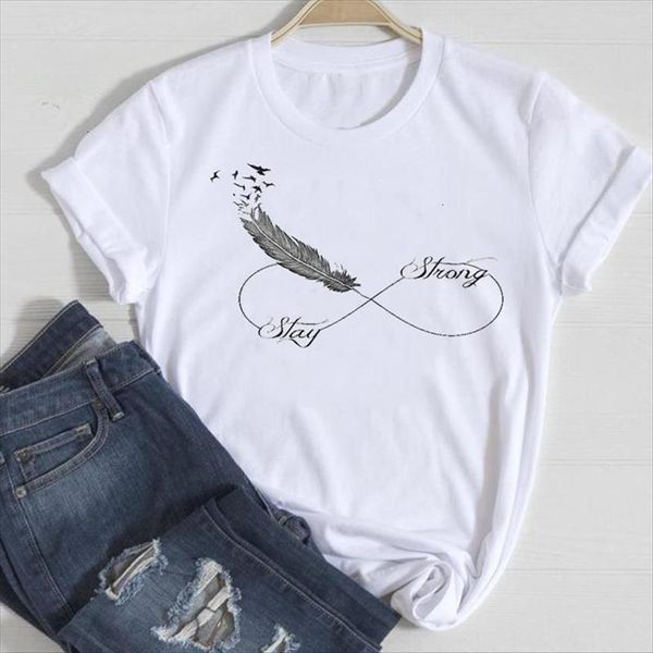 short sleeve feather letter trend women t shirt fashion cartoon summer tshirts clothes graphic lady print tee, White
short sleeve feather letter trend women t shirt fashion cartoon summer tshirts clothes graphic lady print tee, White