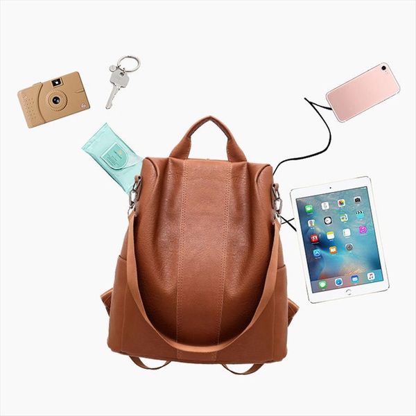 woman anti theft backpack bag casual wild soft leather dual use small solid fashion packet
woman anti theft backpack bag casual wild soft leather dual use small solid fashion packet