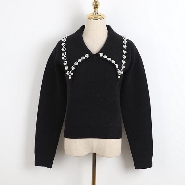 women's sweaters knit women pullover sweater beads white long sleeve black, White;black
women's sweaters knit women pullover sweater beads white long sleeve black, White;black