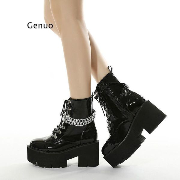 boots patent leather gothic black women heel chain chunky platform female punk style ankle zipper
boots patent leather gothic black women heel chain chunky platform female punk style ankle zipper