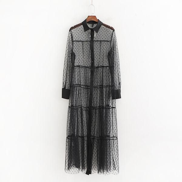 sunscreen dress women summer fashion see through mesh material black and white mantle cloak modern lady beach dresses 210602, Black;gray
sunscreen dress women summer fashion see through mesh material black and white mantle cloak modern lady beach dresses 210602, Black;gray