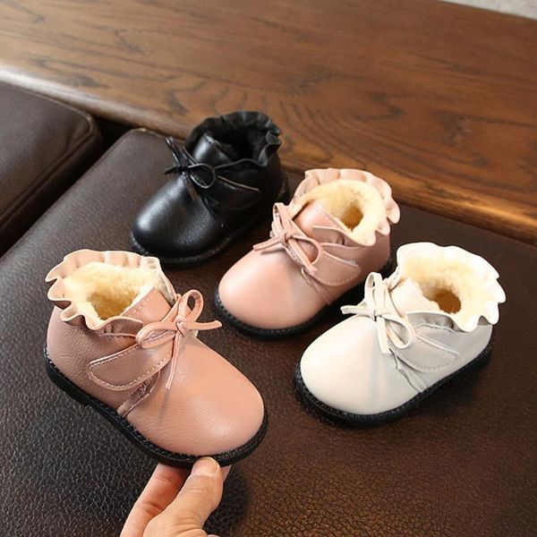 toddler winter boots toddler baby girls bowknot solid warm short boots booties causal shoes baby snow kids footwear, Black;grey