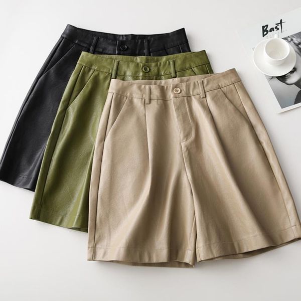women's shorts loose pu leather autumn winter high waist five points trousers lady streetwear plus size wide leg, White;black
women's shorts loose pu leather autumn winter high waist five points trousers lady streetwear plus size wide leg, White;black