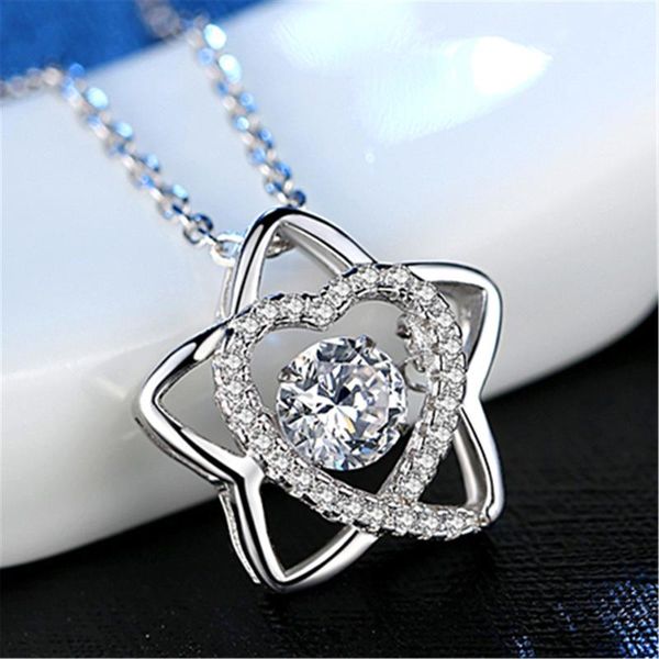 pendant necklaces simple six pointed star crystal fashion charm girl inlay zircon heart necklace elegant women's nightclub jewelry, Silver
pendant necklaces simple six pointed star crystal fashion charm girl inlay zircon heart necklace elegant women's nightclub jewelry, Silver