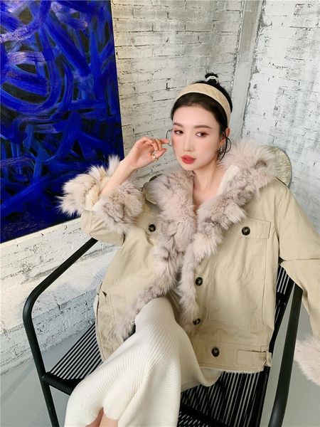 women's wool & blends parka female winter 2021 real fur one furry coat, Black
women's wool & blends parka female winter 2021 real fur one furry coat, Black