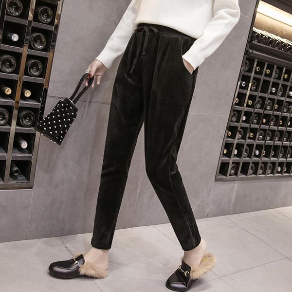 women's pants & capris 2021 fall winter gold velvet korean style harem female warm loose thick plus size pant woolen high waist long tr, Black;white
women's pants & capris 2021 fall winter gold velvet korean style harem female warm loose thick plus size pant woolen high waist long tr, Black;white