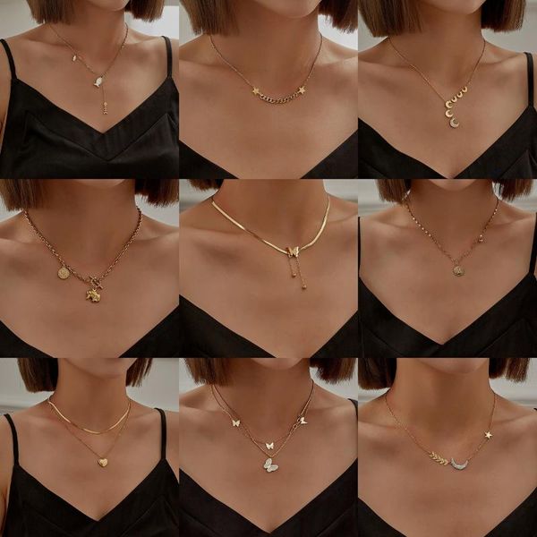 chains stainless steel real gold plated shell love frosted butterfly clavicle chain star mmoon titanium light luxury nnecklace, Silver
chains stainless steel real gold plated shell love frosted butterfly clavicle chain star mmoon titanium light luxury nnecklace, Silver
