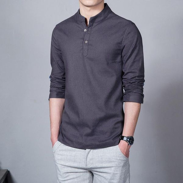 men's casual shirts spring summer men fashion solid color buttons stand collar pullover cotton linen male long sleeve slim shirt, White;black
men's casual shirts spring summer men fashion solid color buttons stand collar pullover cotton linen male long sleeve slim shirt, White;black