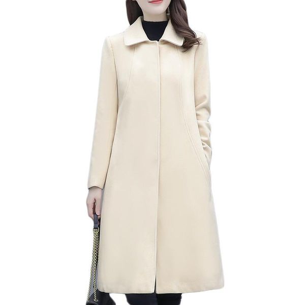 women's wool & blends 2021 autumn women woolen coat long slim beige m-4xl plus size loose fashion temperament winter jackets feminina l, Black
women's wool & blends 2021 autumn women woolen coat long slim beige m-4xl plus size loose fashion temperament winter jackets feminina l, Black