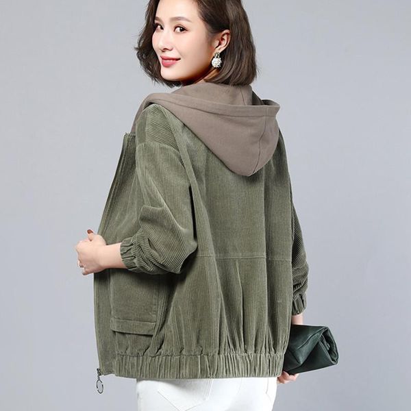 fashion women's coat new 2021 spring hooded zipper jacket section long sleeve corduroy short loose jacket ladies outerwear h1131, Black;brown
fashion women's coat new 2021 spring hooded zipper jacket section long sleeve corduroy short loose jacket ladies outerwear h1131, Black;brown